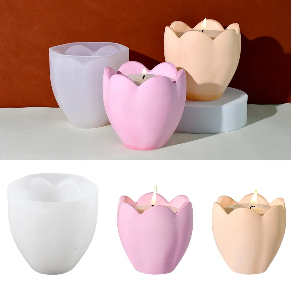 Candle Making Class - توليب شمعة حامل قوالب السيليكون زهرة