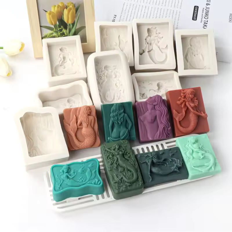 Candle Making Class - قالب شمع مستطيل الشكل بتصميم حورية