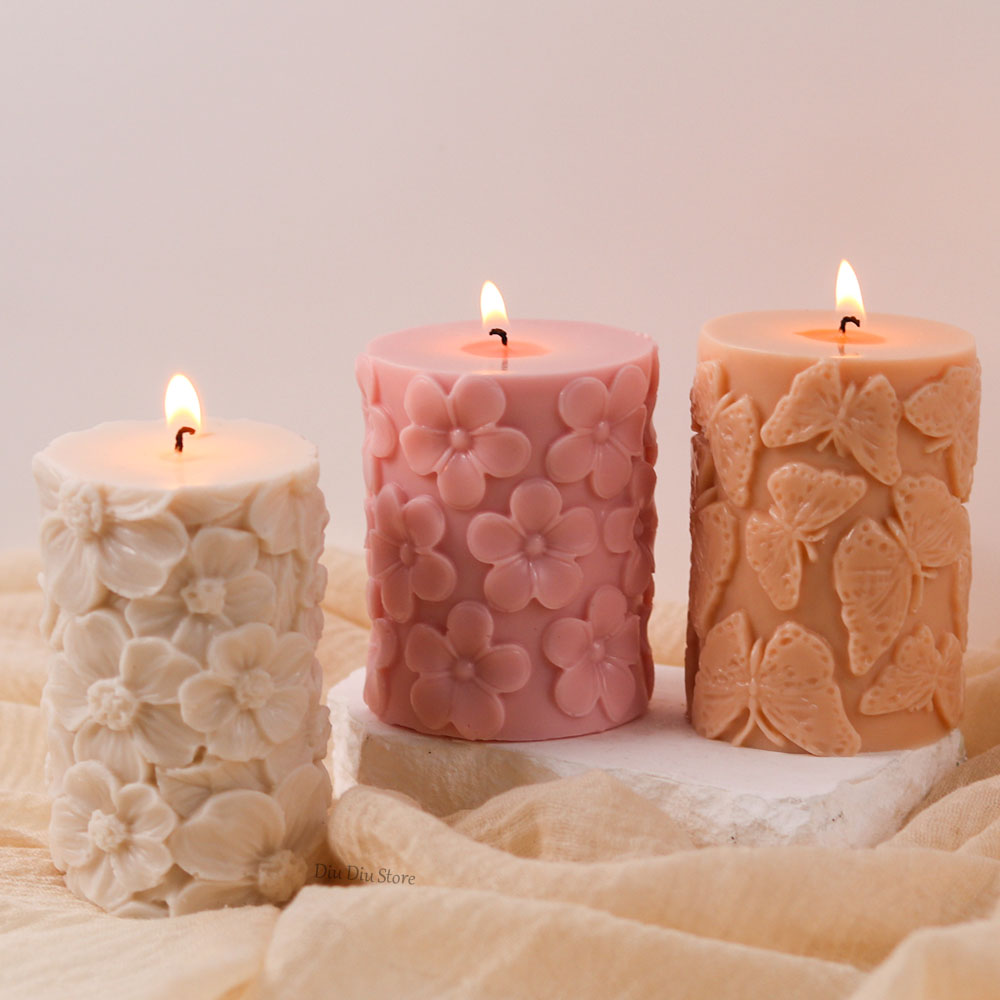 Candle Making Party - زهرة فراشة عمودي سيليكون قالب شمع
