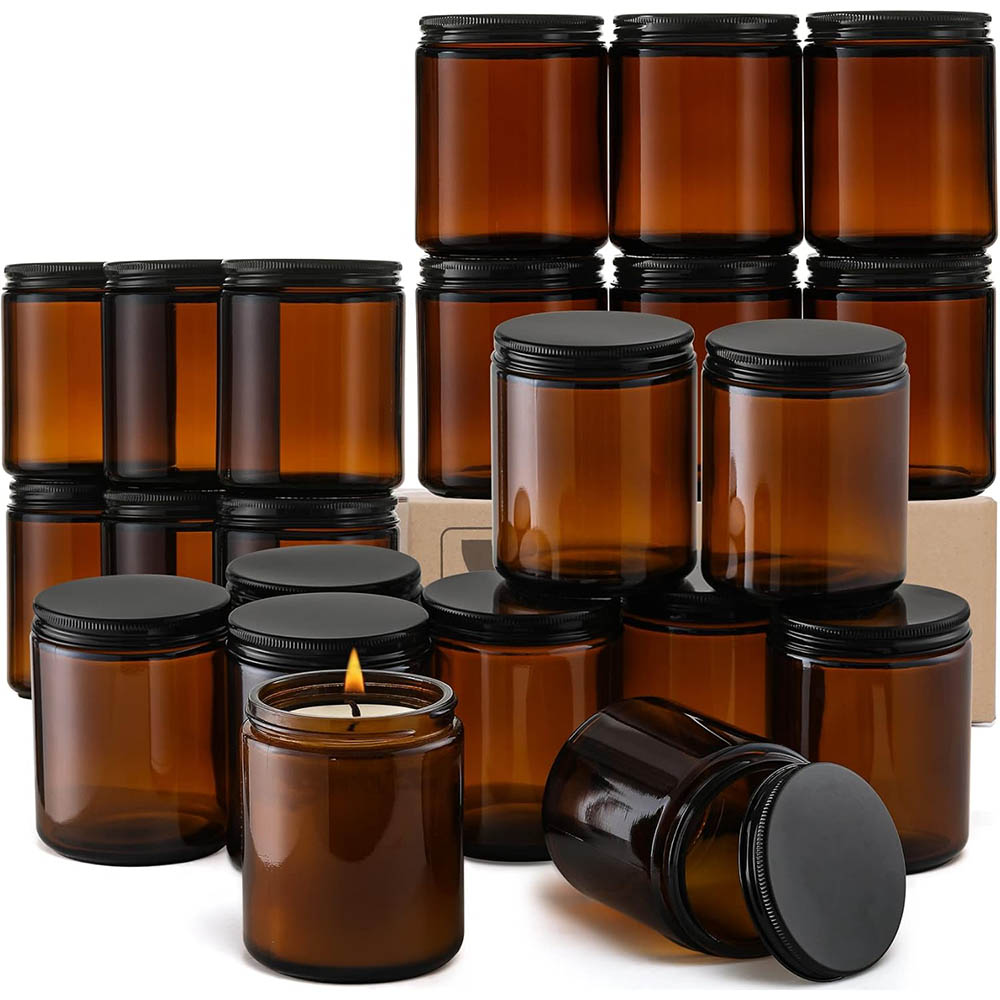 أوعية زجاجية كهرمانية اللون سع - مراجعة Candle Making Jars With Lids وسعره