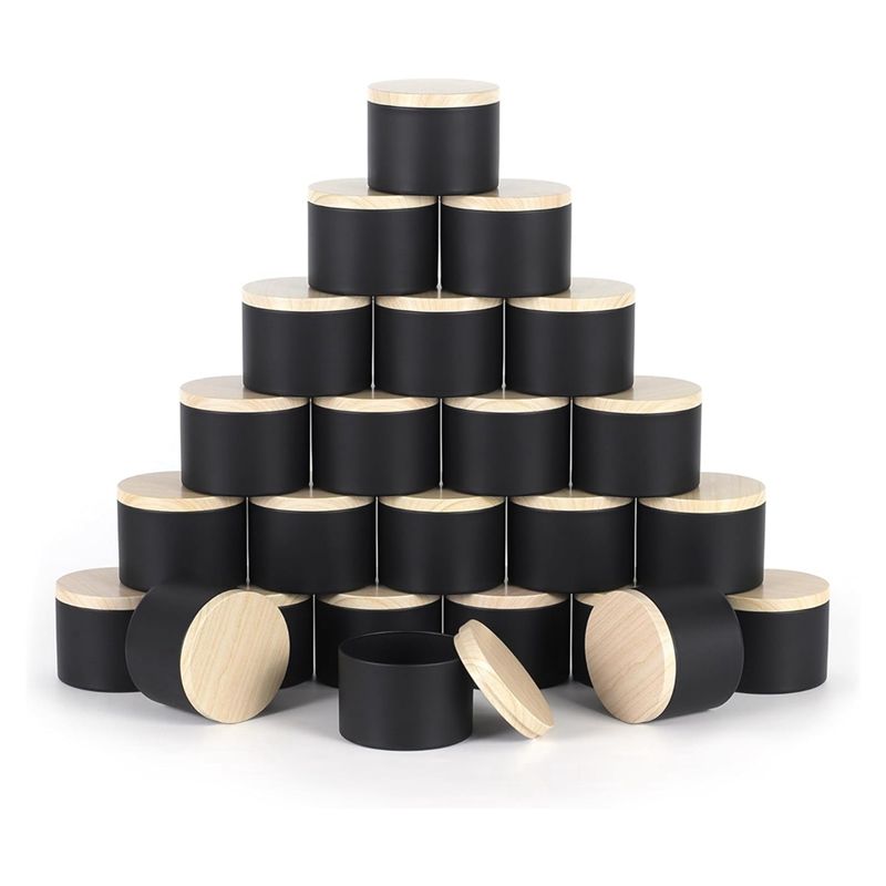 24 عبوة من علب الشموع السوداء  - مراجعة Candle Making Jars With Lids وسعره